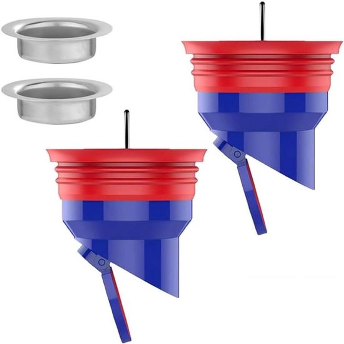 Set van 2 Afvoerputjes met Terugstroombeveiliging voor Bad, Wastafel en Douche - Inzetplug - Anti Geur - Douche Stopper