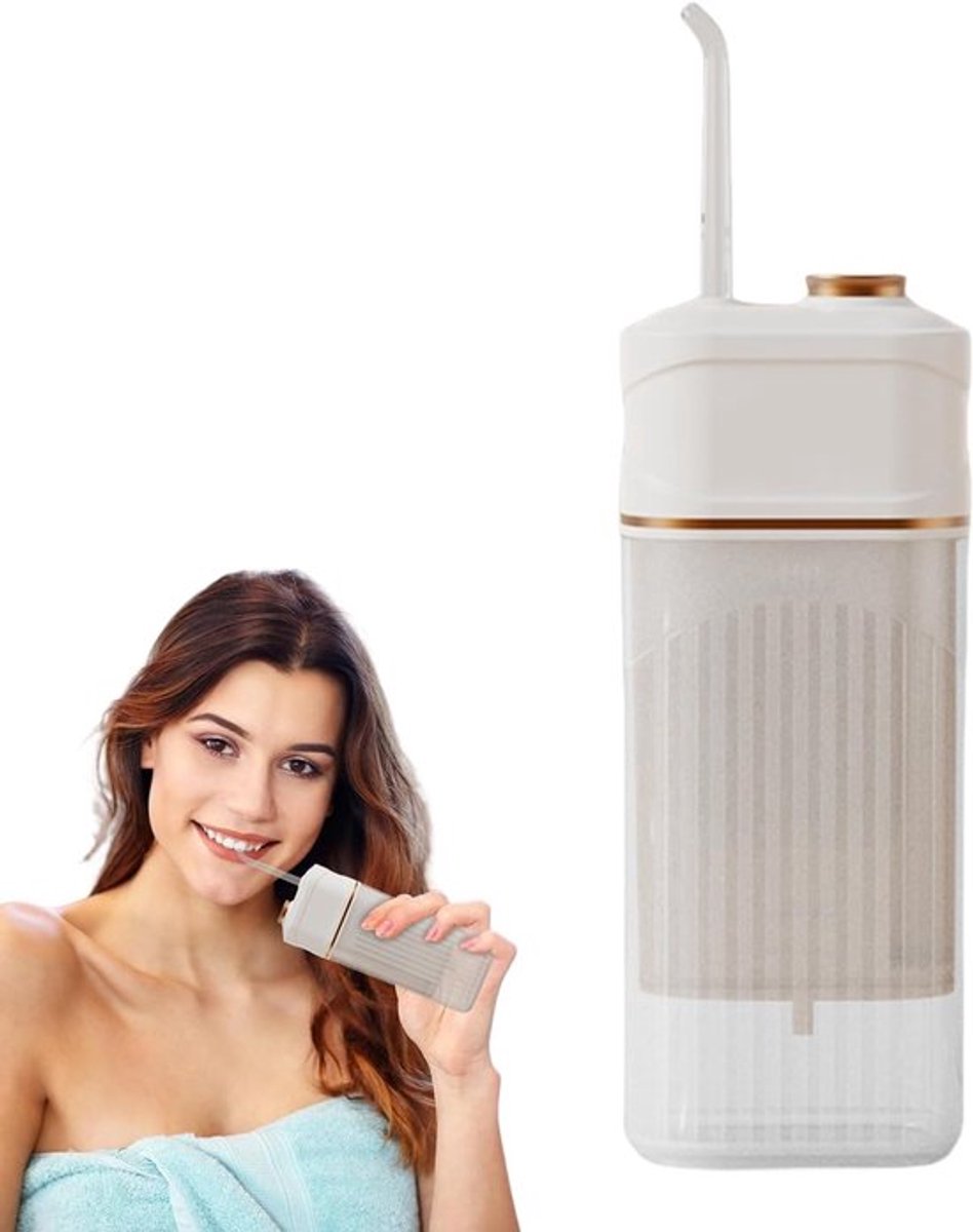 Reiswaterflosser - 3 standen oplaadbare reiswaterflosser - draagbare waterflosser - elektrische monddouche - waterdichte tandenreiniger - voor dagelijkse badkamerverzorging - Moonlight White