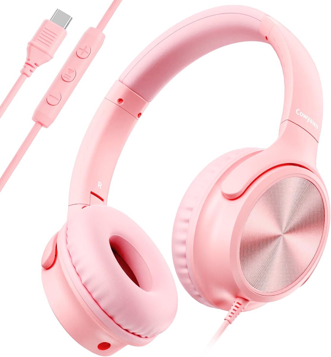 SnelShoppen - USB C Hoofdtelefoon Bedraad Over-Ear met Microfoon en Volumeregeling, HD Stereogeluid, Opvouwbare USB Type C Hoofdtelefoon voor Volwasse