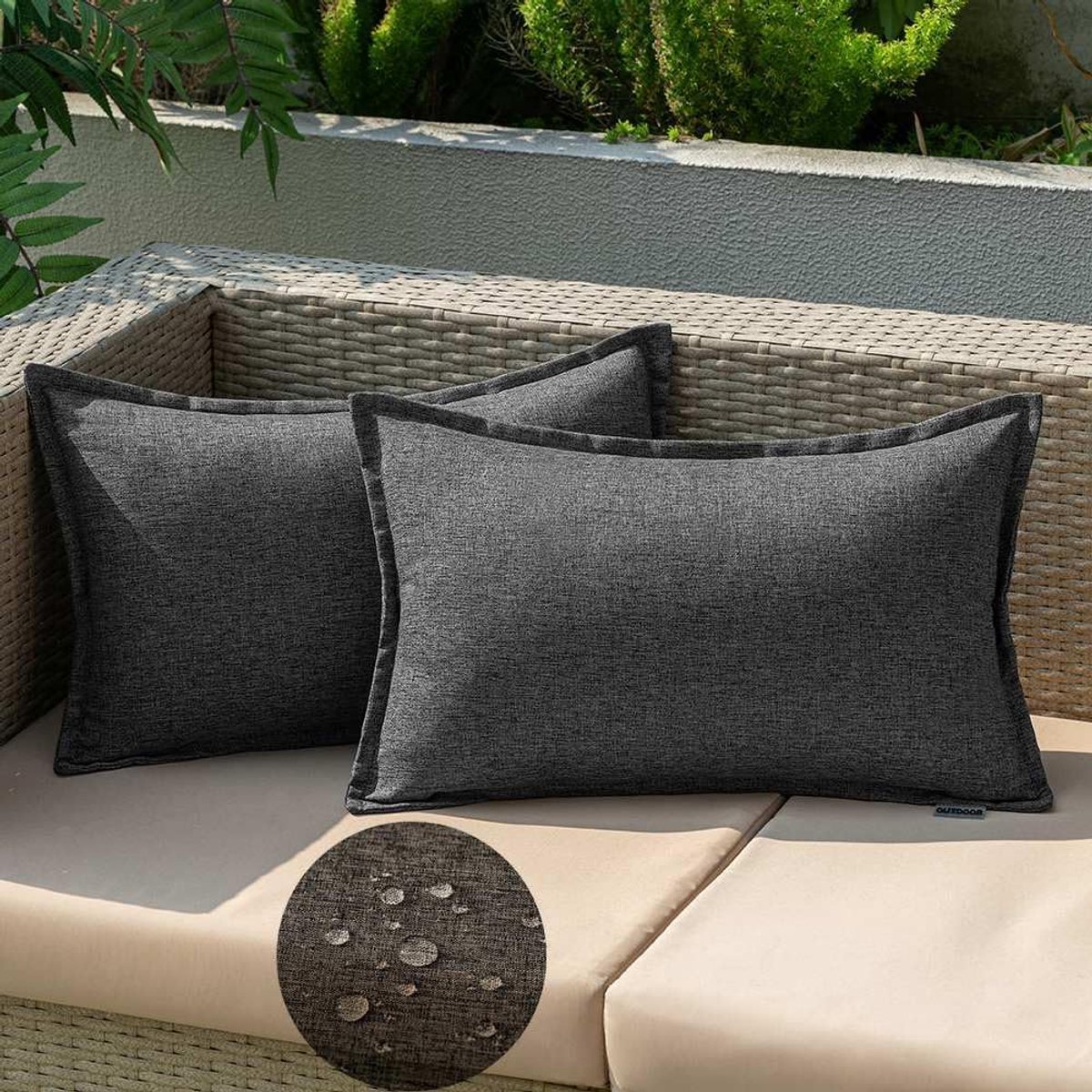 SnelShoppen - Weerbestendig Outdoor Kussen 30 x 50 cm - Waterdichte Kussenovertrekken - Decoratieve Kussenhoezen Set van 2 voor Tuin, Bank en Woonkame