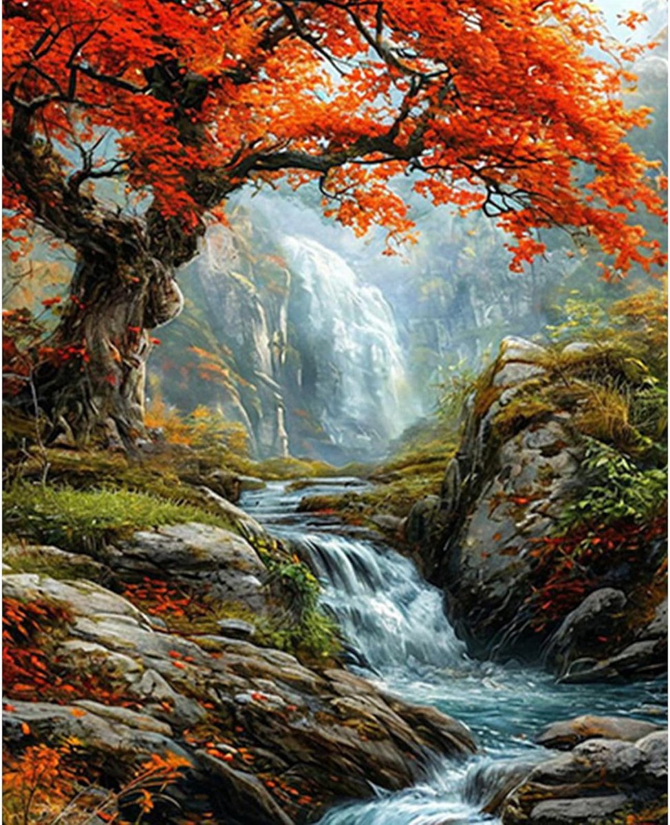 SnelShoppen - Schilderen op Nummer Volwassenen Landschap Set 40x50 cm met Canvas, Acrylverf, 3 Penselen en Metalen Haken voor Beginners