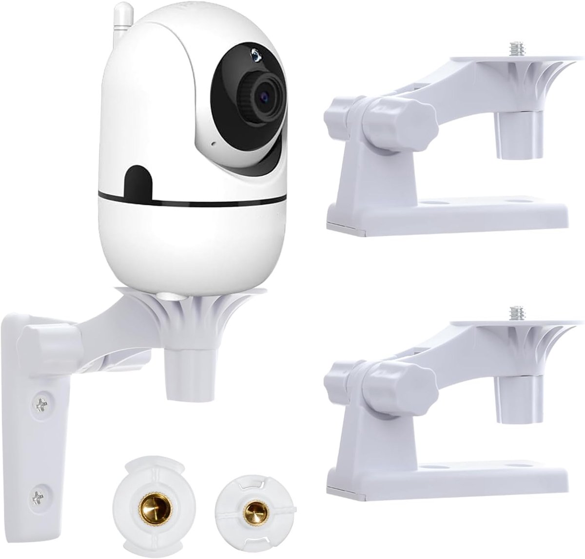 SnelShoppen - Verstelbare Babyfoon Camera Houder voor HelloBaby HB65/HB40/HB6550/HB66/HB6339, 2 Stuks Kunststof Wandhouder voor Babycamera's met 1/4"