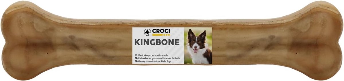 Thijox - Croci King Bone Hondenbotten - Natuurlijke Kauwsnack van Koeienhuid - 18 cm - Tandstick voor Tandenreiniging - Vrije Uitloop - 90 g