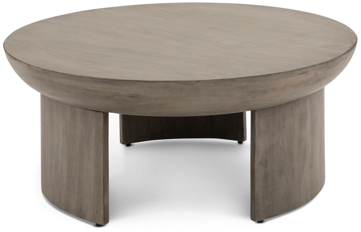 Salontafel KUMASI, rond, 90 cm, van mangohout – grijs