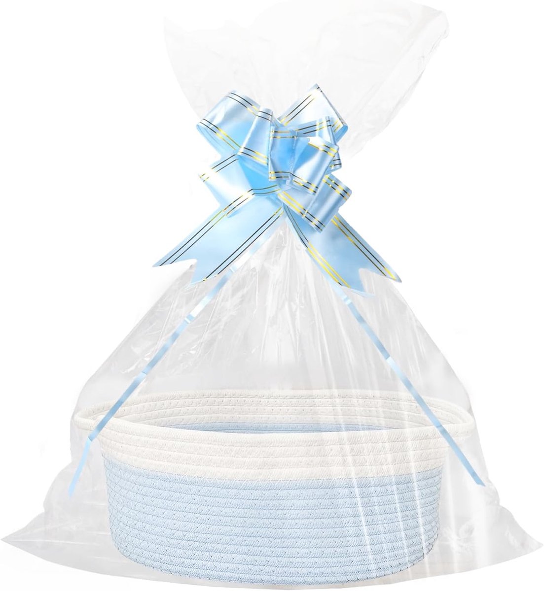 SnelShoppen - Lege Cadeau Mand, Opbergmand, Gevlochten Mand voor Geschenken met Cadeautas en Strikken, Perfect voor Verjaardag, Bruiloft, Babyshower,