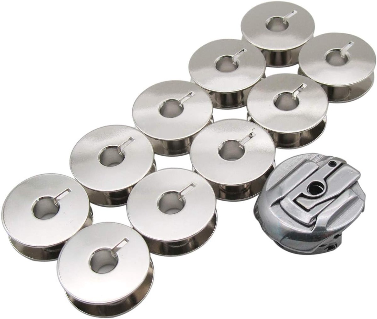 SnelShoppen - BOBBIN CASE met 10 BOBBINS voor Bernina 117, 217, 317, 540, 542, 544, 640, 740, 750, 850, 950 - Ideaal voor Naaiwerk en Creatieve Projec