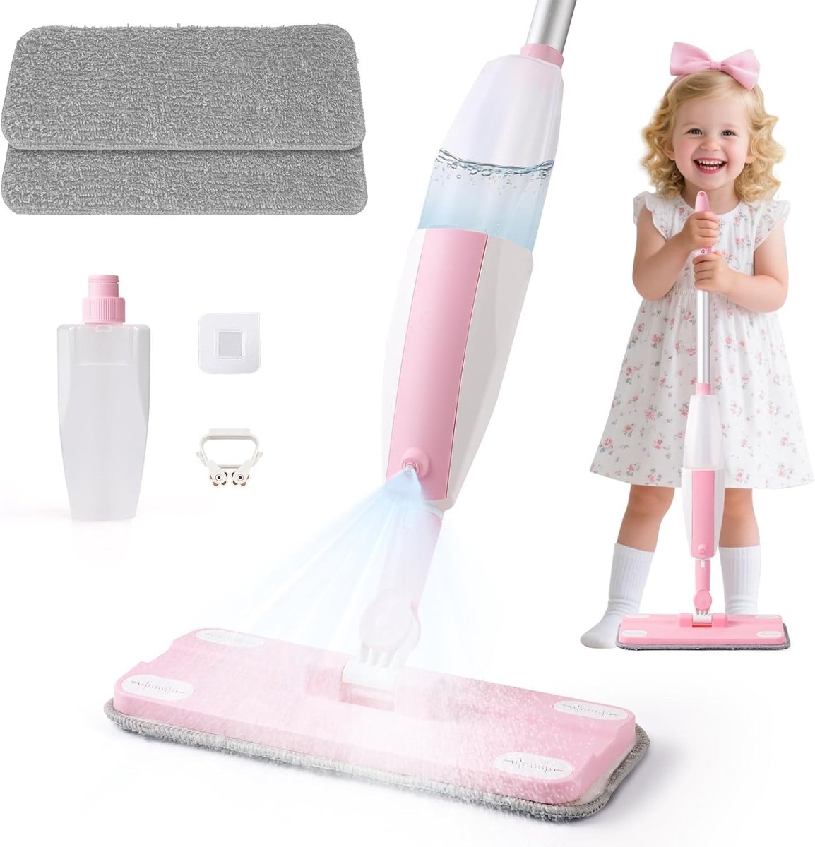 SnelShoppen - Kindermop met Sprayfunctie – Montessori Schoonmaakset voor Echte Vloerreiniging | Speelgoed voor Kinderen vanaf 3 Jaar, Huishoudelijke S