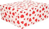 Inpakpapier/cadeaupapier wit met rode hartjes 200 x 70 cm op rol - Kadopapier/geschenkpapier