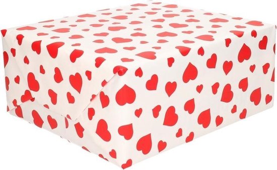 Papier cadeau / papier cadeau blanc avec coeurs rouges 200 x 70 cm en  rouleau - Papier... | bol.com