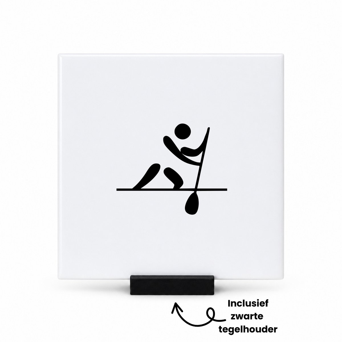 Hacebo Peddelen tegeltje met tegelhouder - Sport - Peddelaars - tegeltjes met tekst - Iemand die peddelen leuk vind - hobby - cadeau - spreuktegels - 10.8x10.8 CM Wit