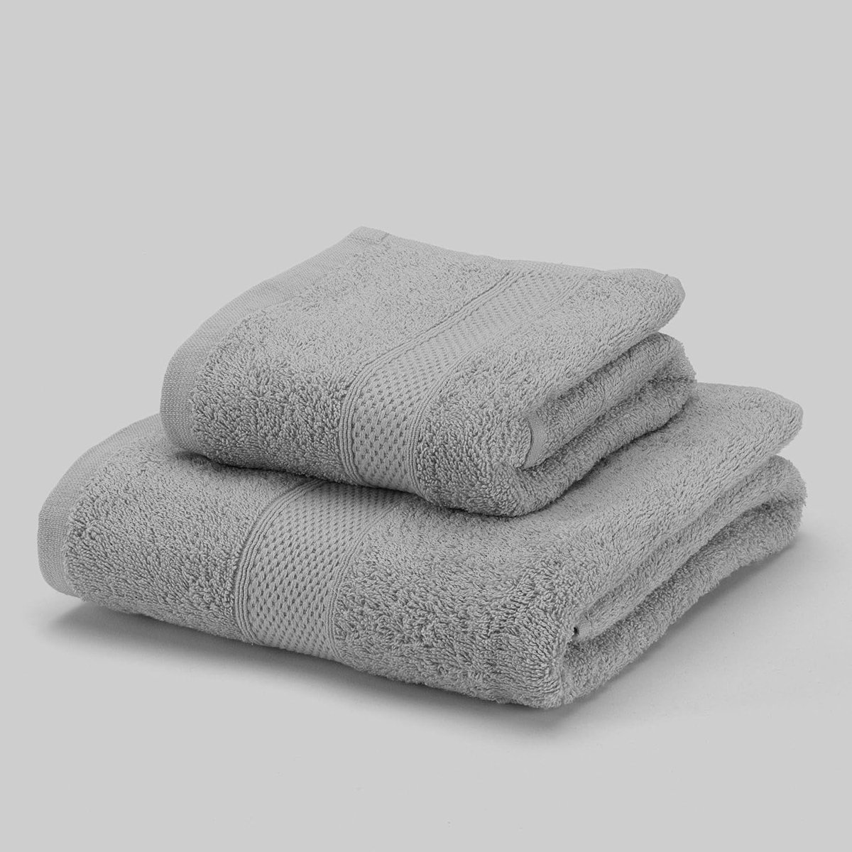 SnelShoppen - Handdoekset 2 delig - 100% Kammgaren Katoen - Zacht en Absorberend - 450 g/m² - Grijs - Luxe Douche- en Gastendoek