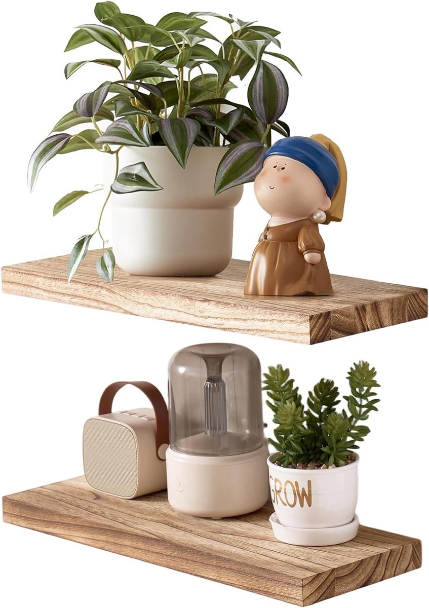 SnelShoppen - 30 cm Houten Zwevende Planken - 2x Tung Hout Wandplanken - Kleine Display Plank voor Slaapkamer, Woonkamer, Keuken, Kantoor, Wasserij -