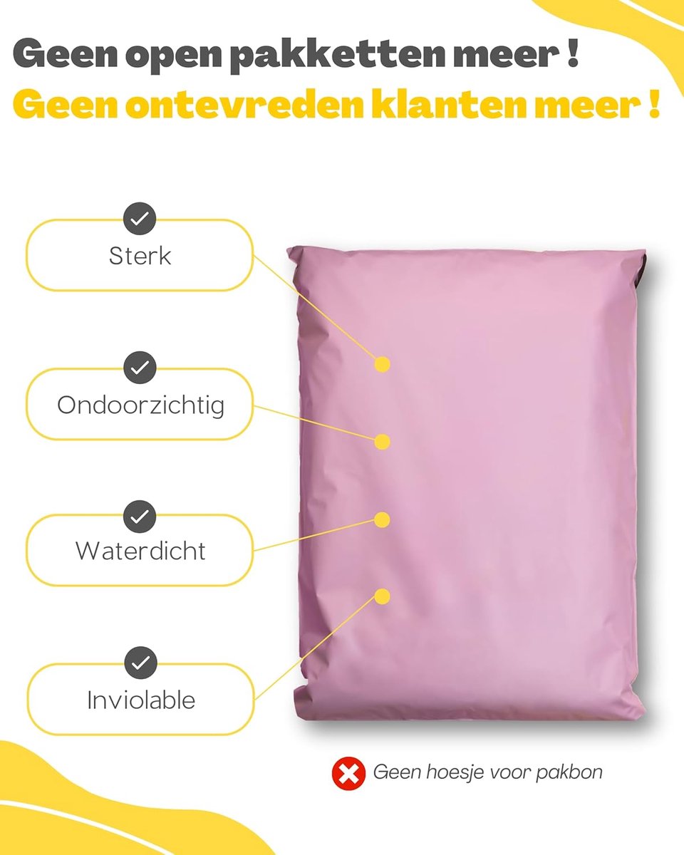 SnelShoppen - 100 Verzendtassen Kleding Vinted - Maat S 20x26cm - Sterk & Waterdicht - Plastic Verzendzakken voor Pakketten - Ideaal voor Verkoop en V