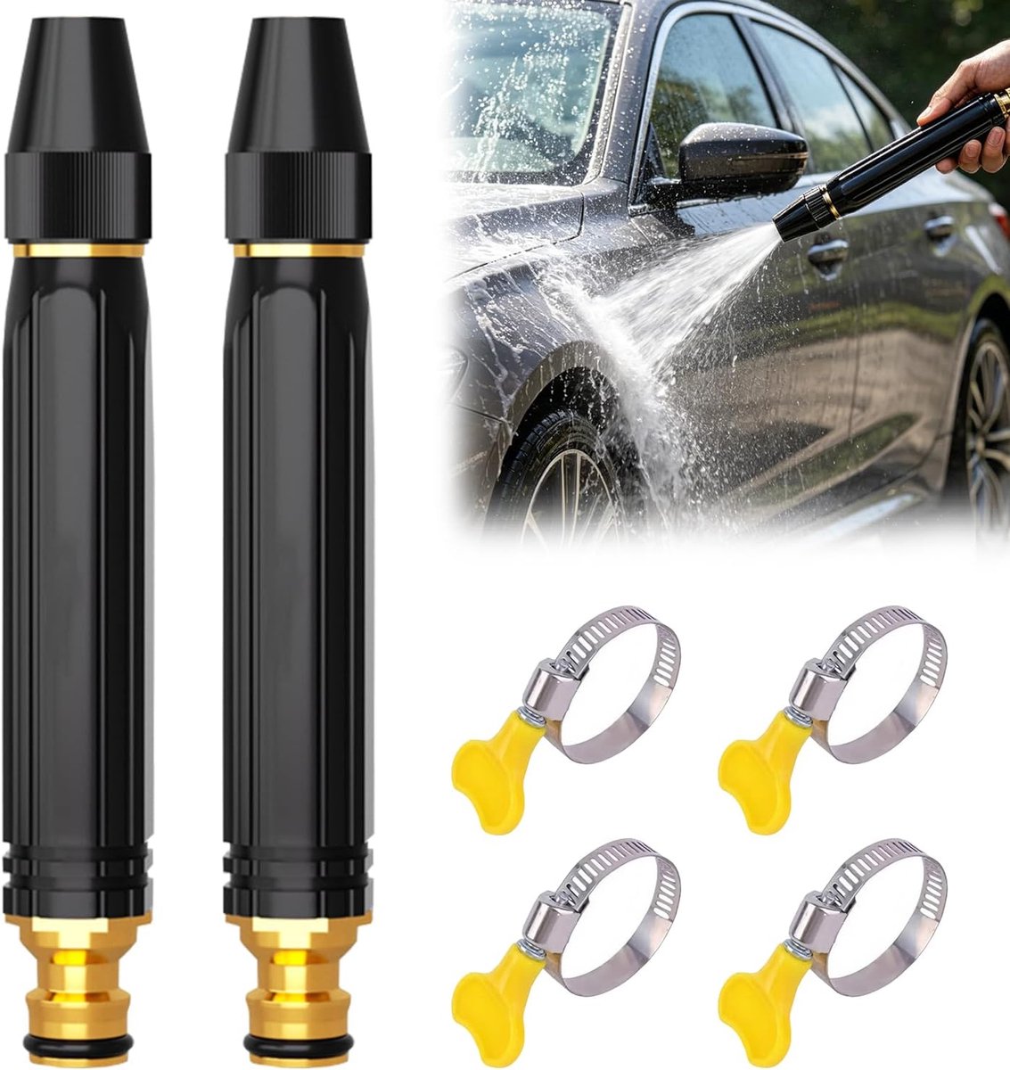 SnelShoppen - Verstelbare Tuinsproeier, Hoge Druk Waterpistool, 2026 Nieuwe Tuin Watergun, Drukreiniger voor Tuinslang en Auto Was, Duurzaam Metaal en