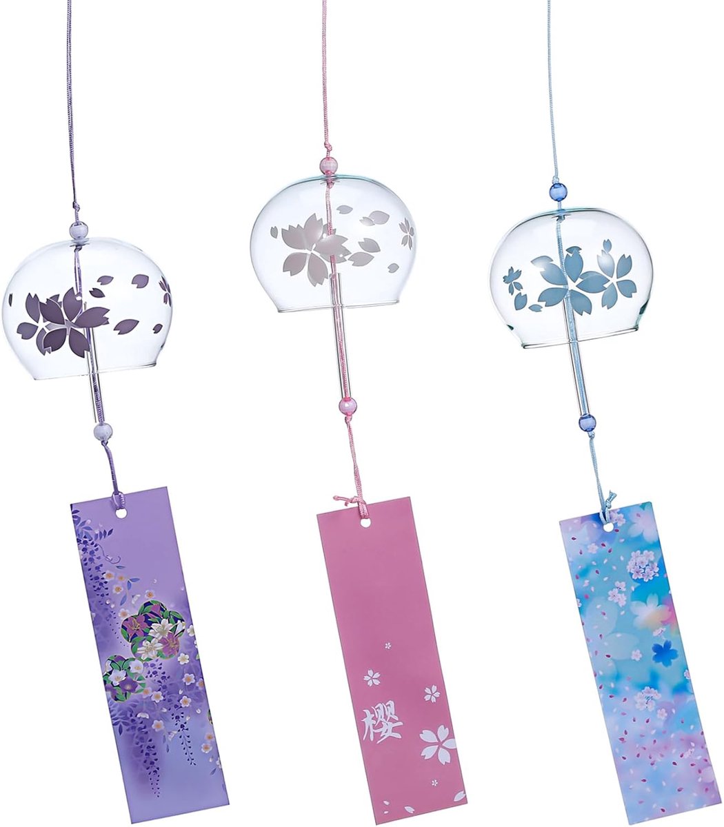 SnelShoppen - 3-delige Japanse windgong set - Glazen buiten windspellen - Fosh vis hangdecoratie voor tuin, balkon en interieur - Unieke trouwdecorati