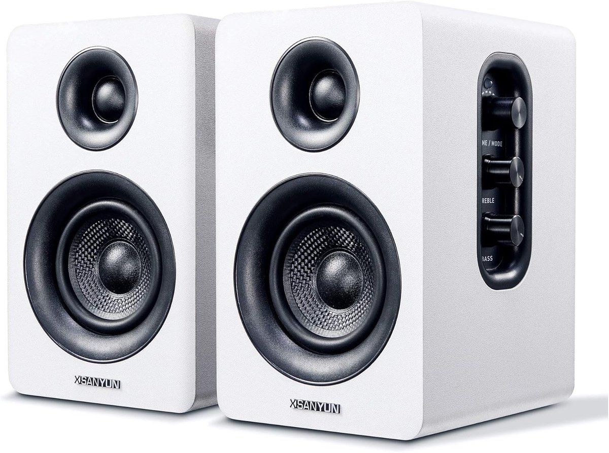 SnelShoppen - 3" Actieve Bluetooth 5.0 Boekenplank Speakers - 60W Carbon Fiber Geluidskwaliteit - 24-Bit DAC - Dynamisch 3D Surround Geluid - 2.0 Comp