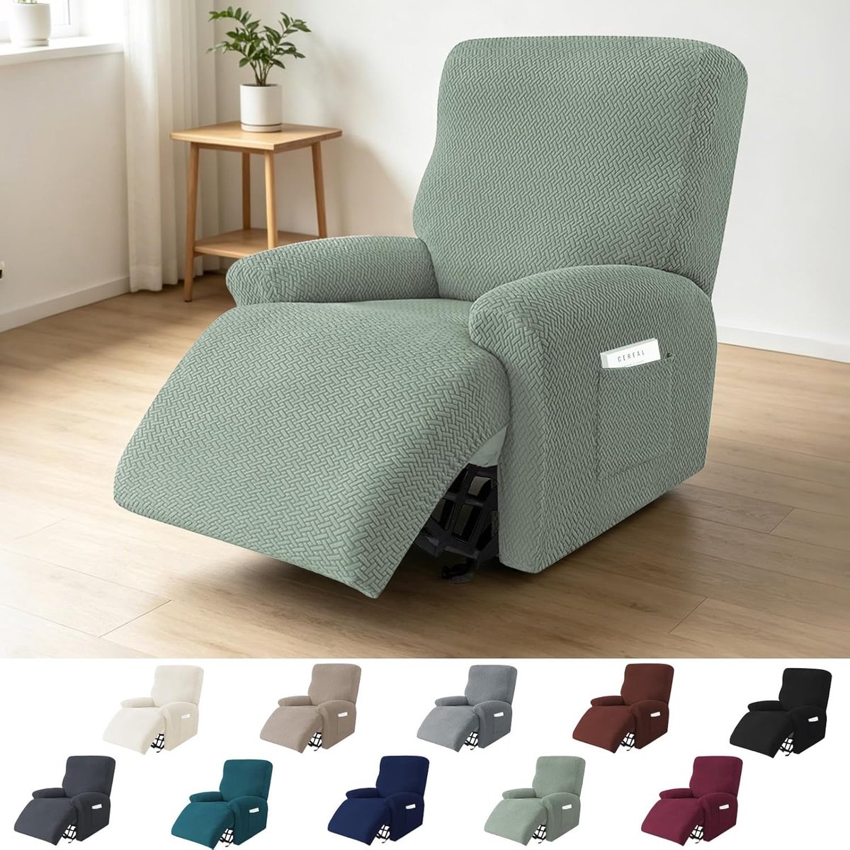 Stoelhoes Relaxfauteuil - Fauteuilhoes Set - Meubels Beschermen - All-Inclusive Ontwerp - 4 Delig - Saffiergroen