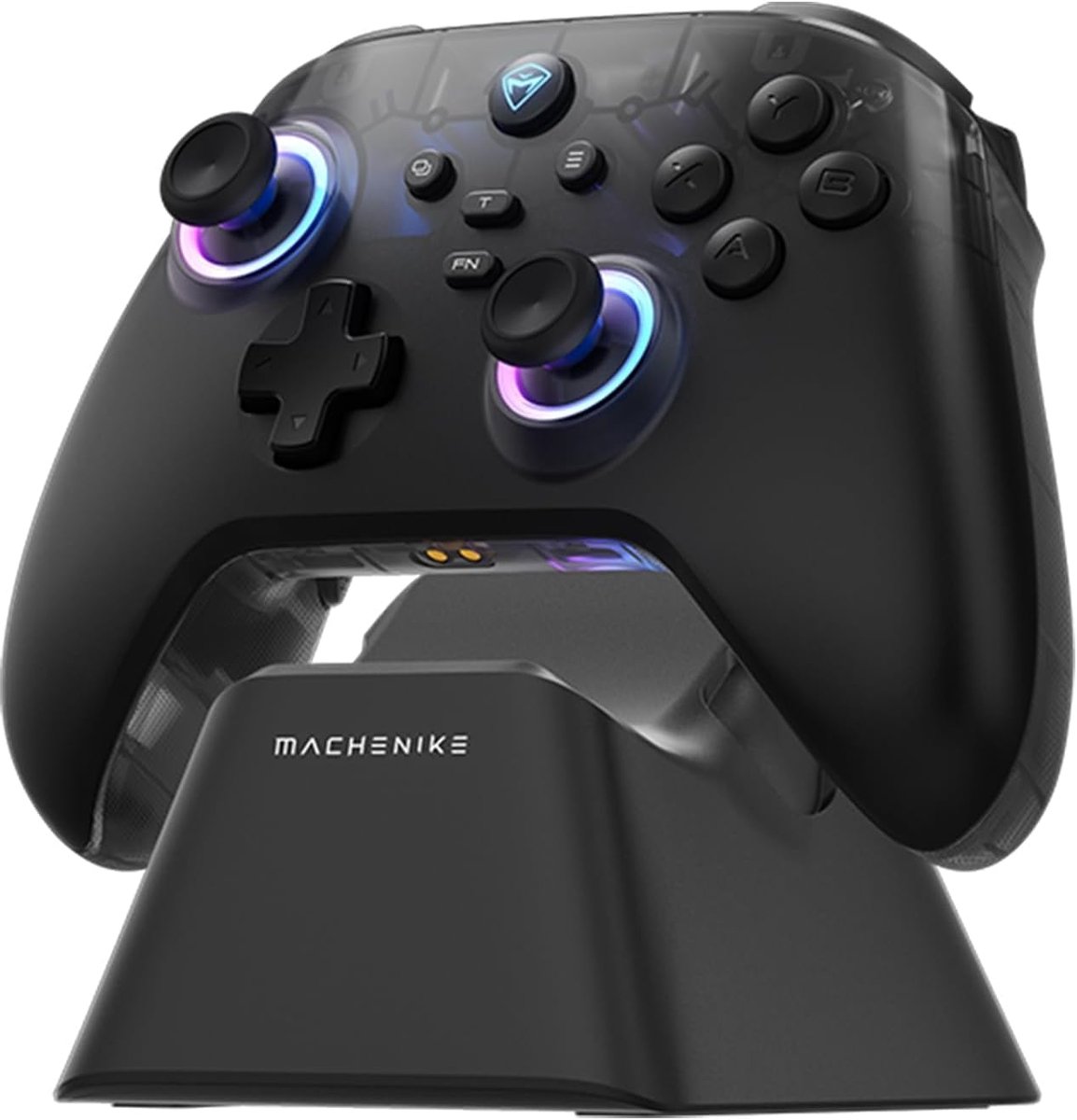 SnelShoppen - Bluetooth Gaming Controller voor PC/Switch/iOS/Android, Hall Effect Joysticks, RGB Verlichting, 1000mAh Accu met Oplaadstation, Zwart