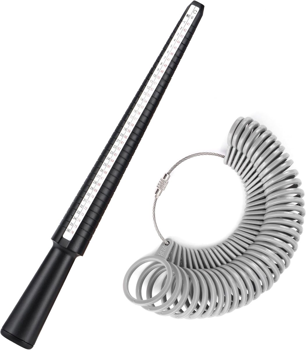 SnelShoppen - Ringmaatstaaf, Kalibrator en Ringmaatmeter voor EU, UK, VS - Meetinstrument voor Verlovingsringen en Sieraden - Glas Maatgereedschap voo