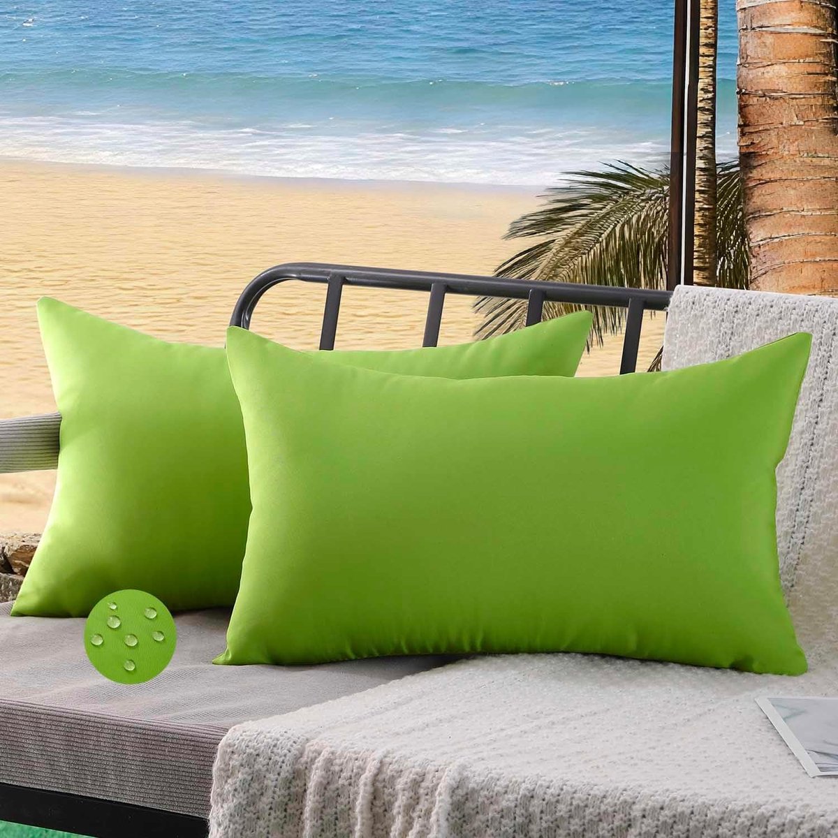SnelShoppen - Set van 2 Weerbestendige Outdoor Kussenhoezen 30x50 Groen, Waterdicht Kussen voor Tuin, Balkon en Terras, Perfect voor Lente en Zomer De