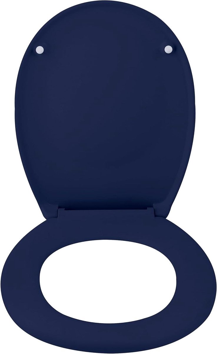 Ovale Toiletbril - Toiletdeksel Duropast - Hygiënisch Werken - Automatische Softclose - 44 x 37 cm - Blauw Mat