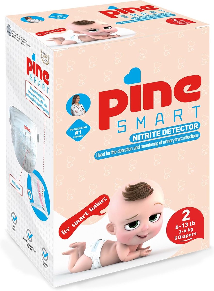 SnelShoppen - Slimme Wegwerp Pampers met UTI Indicator, Hypoallergene Testluier voor Vroegtijdige Detectie van Urineweginfecties bij Baby's, Maat 2 me