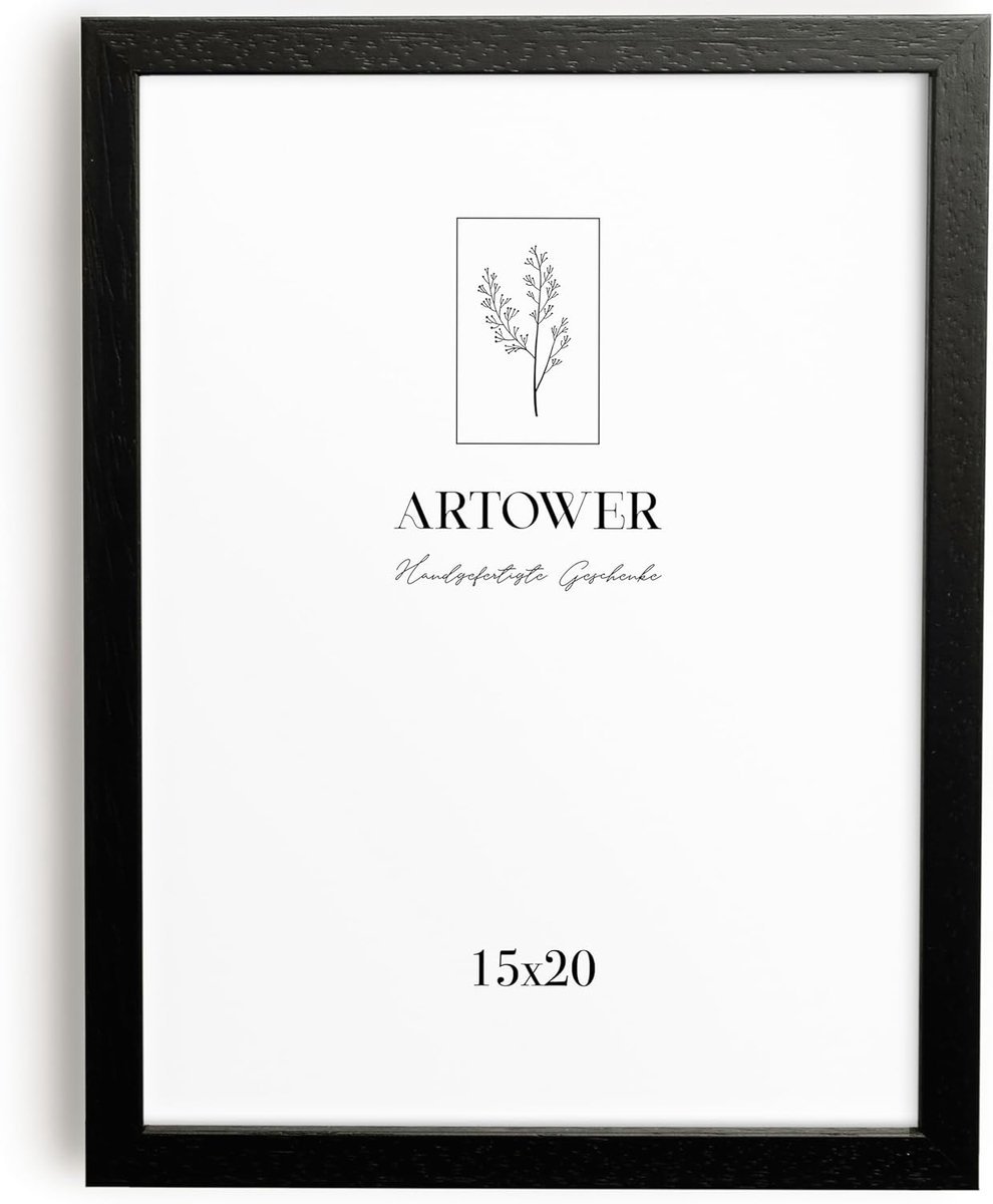 Houten Fotolijst 15 x 20 cm Zwart - Dunne Lijst voor Posters en Foto's