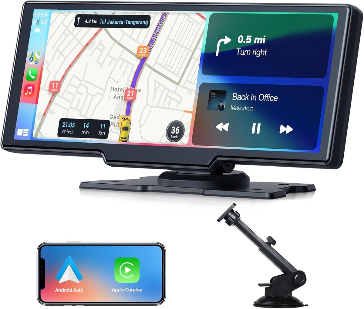 SnelShoppen - Draadloze Carplay Android Auto 9.26 Inch Auto Display, Bluetooth 5.0, GPS Navigatie, FM/AUX, Gebruiksvriendelijke Aanraakscherm