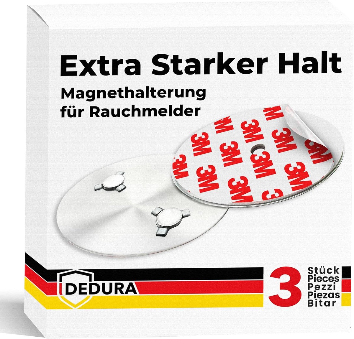 SnelShoppen - Smoke Detector Magnetic Holder Set van 3 - Extra Sterke Zelfklevende Pads - Geen Boren en Schroeven Nodig - Geschikt voor Standaard Rook