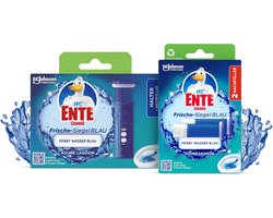 SnelShoppen - WC-Ente Azure Lagoon Fresh Seal Starter Set + Refill (2 Stuks) - Toilet Cleaner met Gel Stamps, Langdurige Frisse Geur en Hygiëne, Gesch