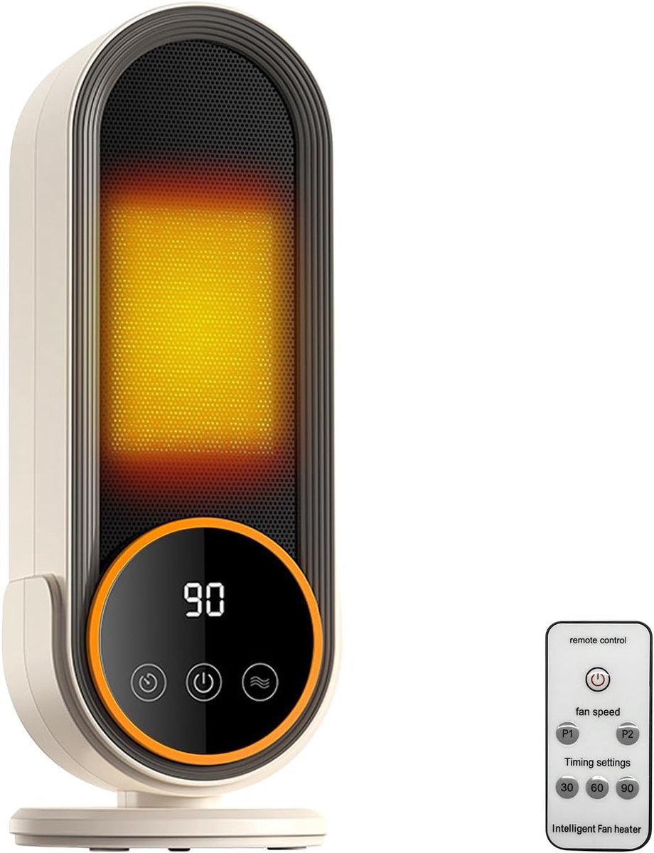 Thijox - Mini Ventilatorkachel 1200W PTC - Energiebesparende Verwarming met 2 Modi - Compacte Kachel voor Thuis, Camping, Keuken en Meer - Wit