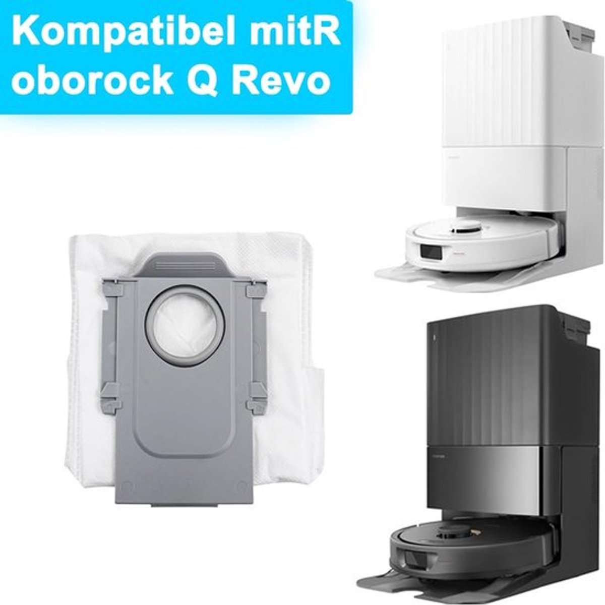 12 stuks stofzakken als vervanging geschikt voor Roborock Q Revo Robot / S8 MaxV Ultra / S8 Max Ultra / Qrevo MaxV robotstofzuiger, 2,7 l grote capaciteit