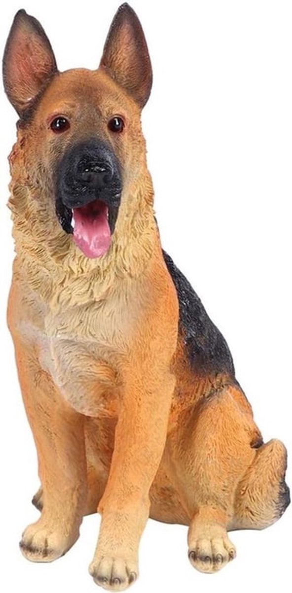 Tuindecoratie Wolfdog - Hars Simulatie Hond Buitenstandbeeld Duitse Herder Tuindecoratie - Hars Tuinstandbeeld Dier Huiswarming Cadeau
