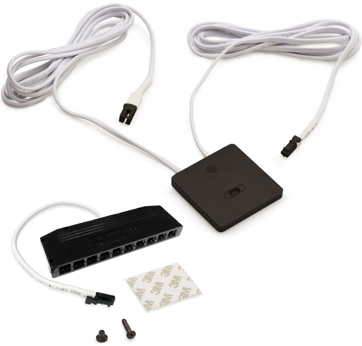Domus Line dimbaar Aluminium Touchless-schakelaar FUN D-MOTION (zwart, 50 x 58 x 5 mm, 12V, met 10-weg verdeeler, Micro12) van SOTECH