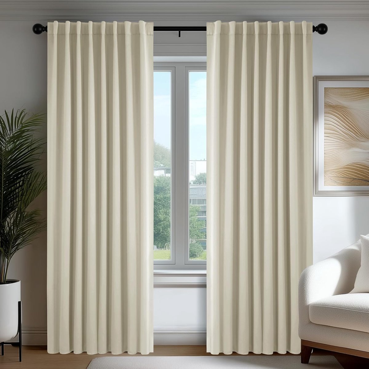 SnelShoppen - Deconovo Zwartout Binnen Gordijnen - Moderne Thermisch Isolerende Gordijnen met 3 Bevestigingsmethoden - Perfect voor Slaapkamer en Woon