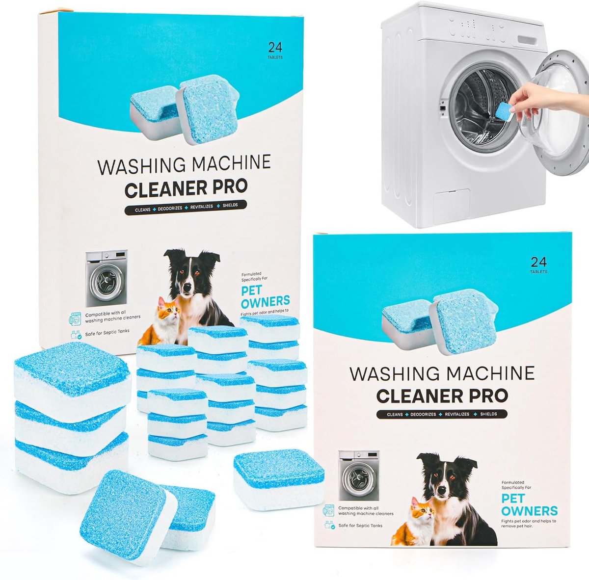SnelShoppen - Wasmachinereinigingstabletten 48 stuks - Extra Sterk tegen Geur en Kalk - Dieptereiniging voor Hygiënische Wasmachine - Ideaal voor Huis