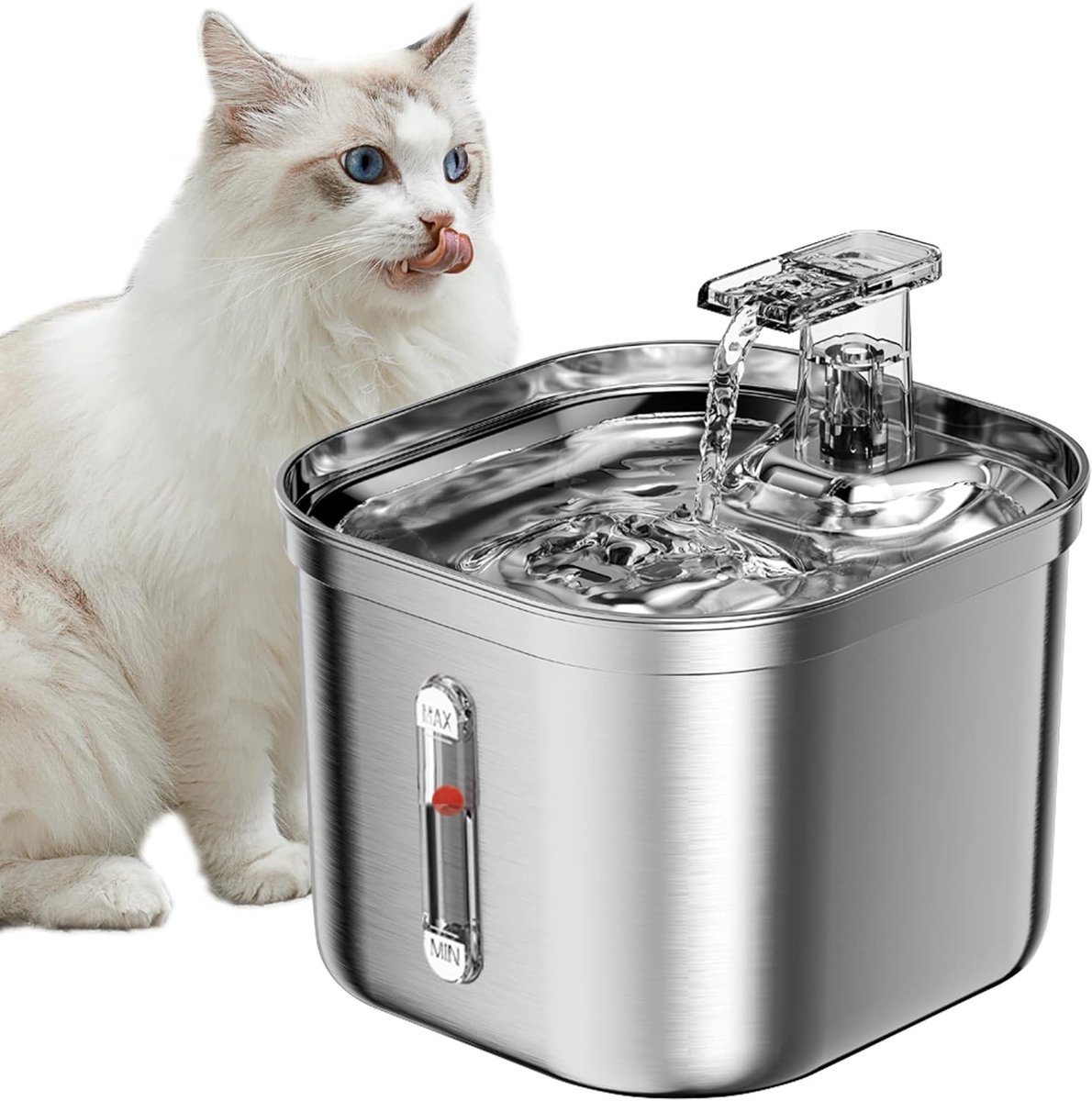 Waterfontein voor kat - RVS - 2,2 Liter - Automatische Waterdispenser met 3-filtersysteem - Voor Katten en Kleine Honden