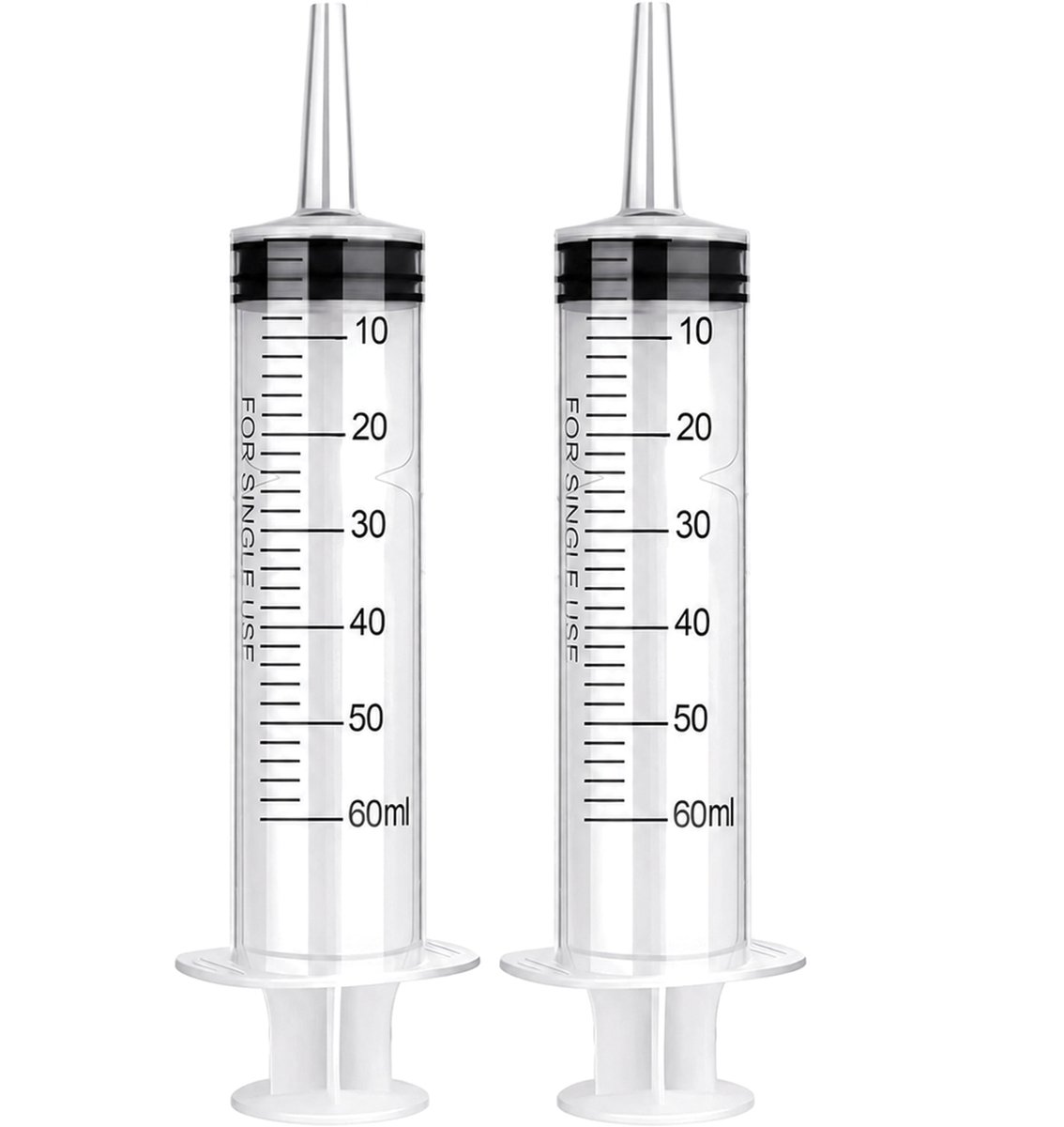 ComfiCare® doseerspuit 50/60 ml 2 stuks – Spuit – Injectiespuit – Spuitjes - Wegwerpspuit – Zonder naald - Spuit met extra lange tuit – 50ml