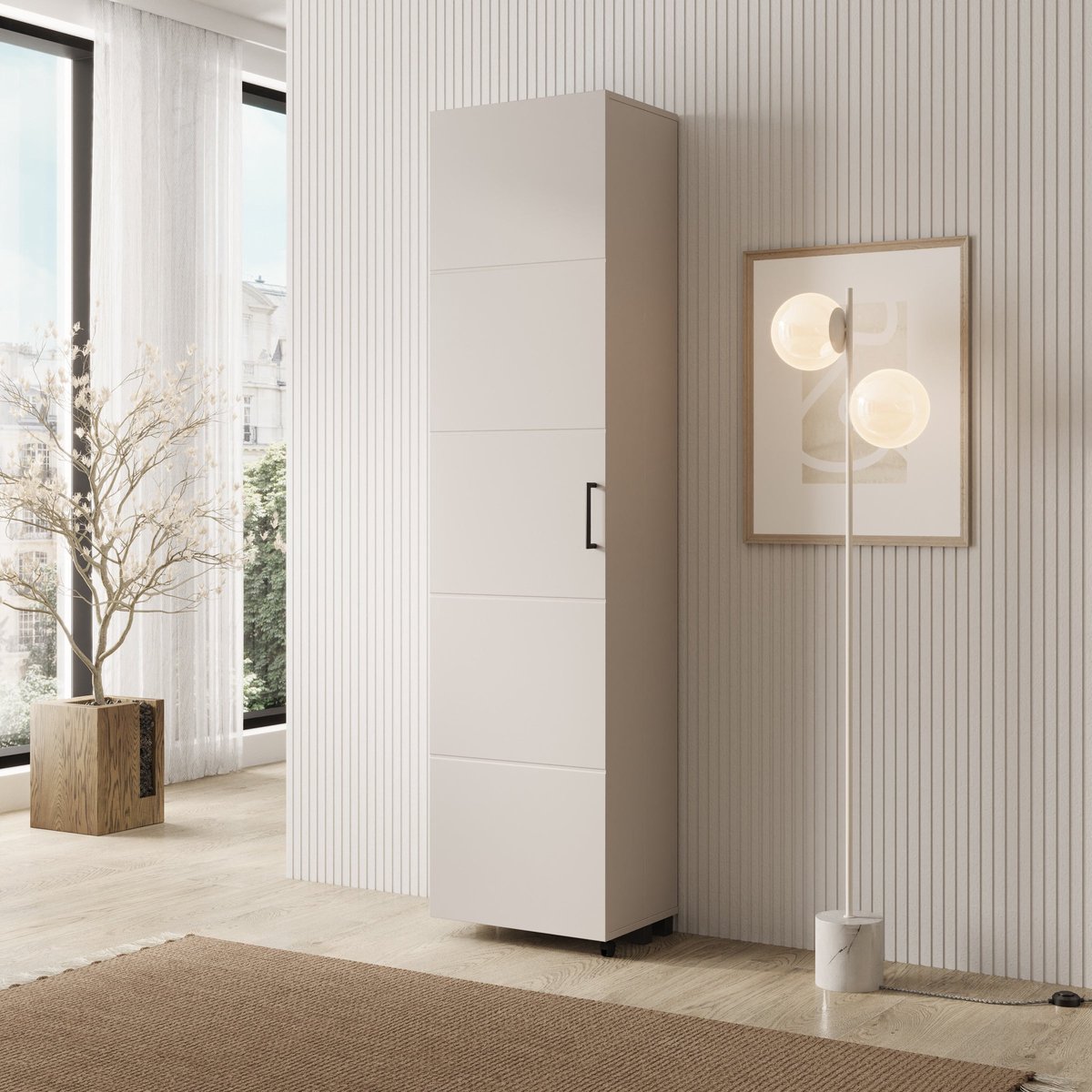 Meubella - Inverly - Schoenenkast - Beige - 46x33x185 cm