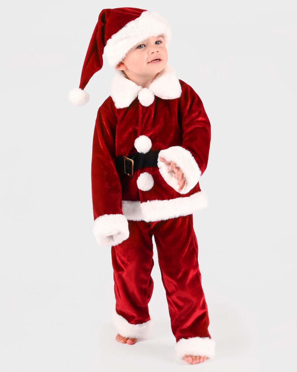 Den Goda Fen Verkleedkledij Kerstman Kostuum met Muts - 122-128cm - 6-8 jaar