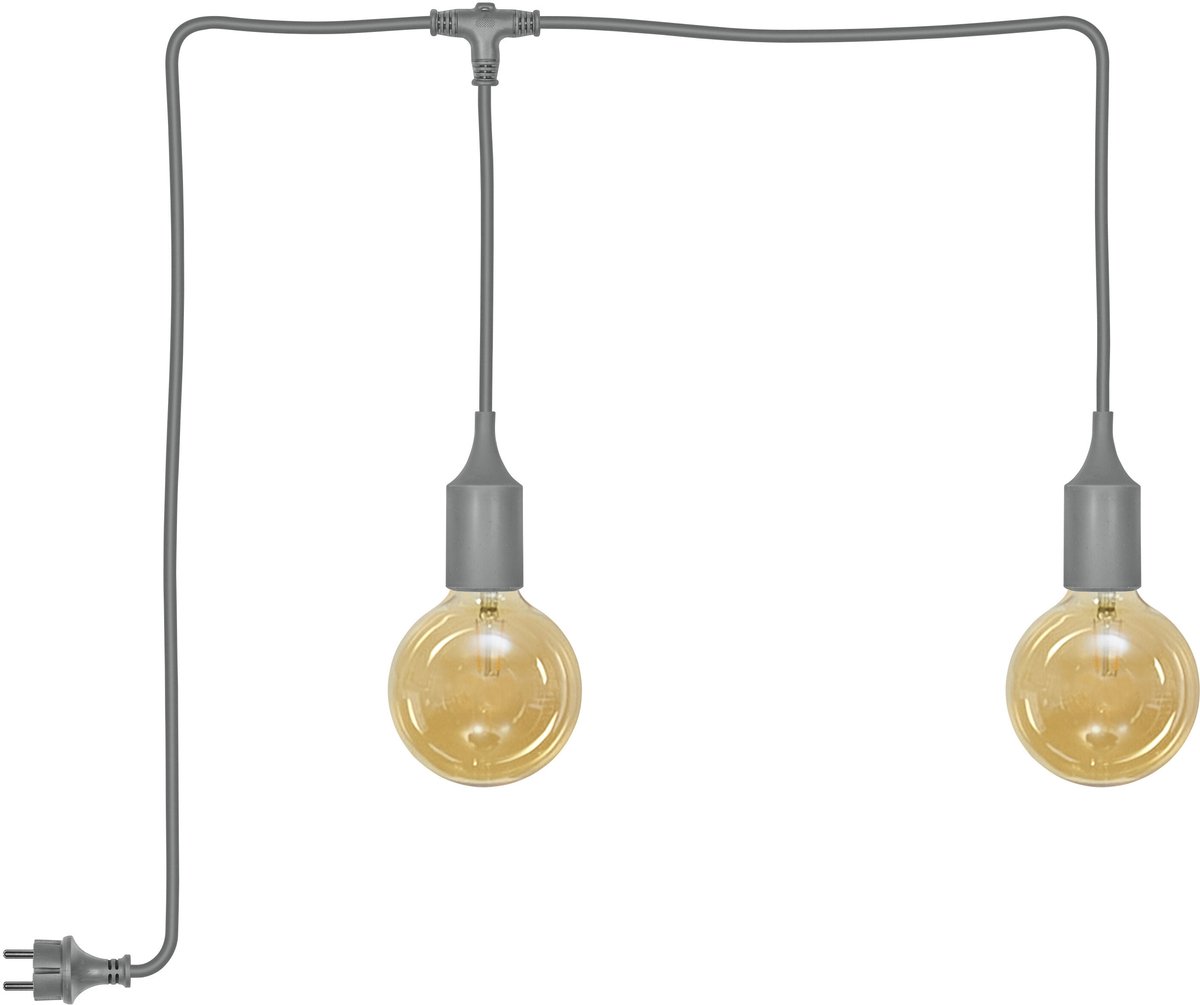 OSRAM buitenpendellamp grijs, 4,5 cm Ø, 6 m kabellengte, comfortabel warm wit, 2400 K, siliconen, E27, vervangbare led, 300° stralingshoek