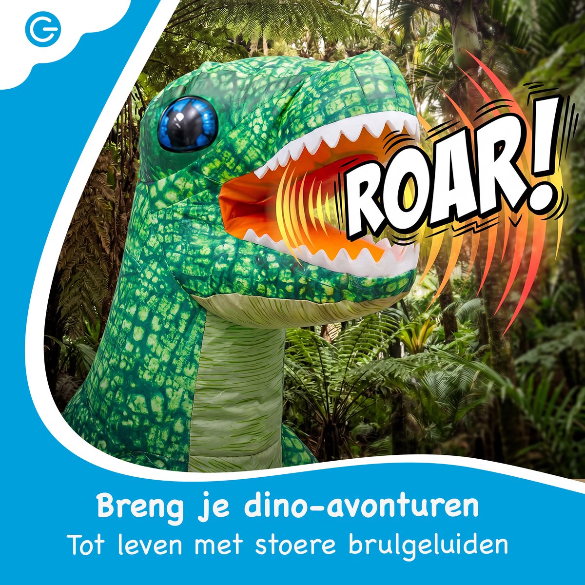 Silvergear® Opblaasbare RC Dinosaurus voor Kinderen - Bestuurbare Dino met Afstandsbediening - 90 cm Hoog - Zelfopblazend in 20 sec - Vooruit, Achteruit & 360° Draaien - Oplaadbaar - Dinosaurus Speelgoed T Rex - Groen - Cadeau voor 4,5,6,7,8+ Jaar — afbeelding 6