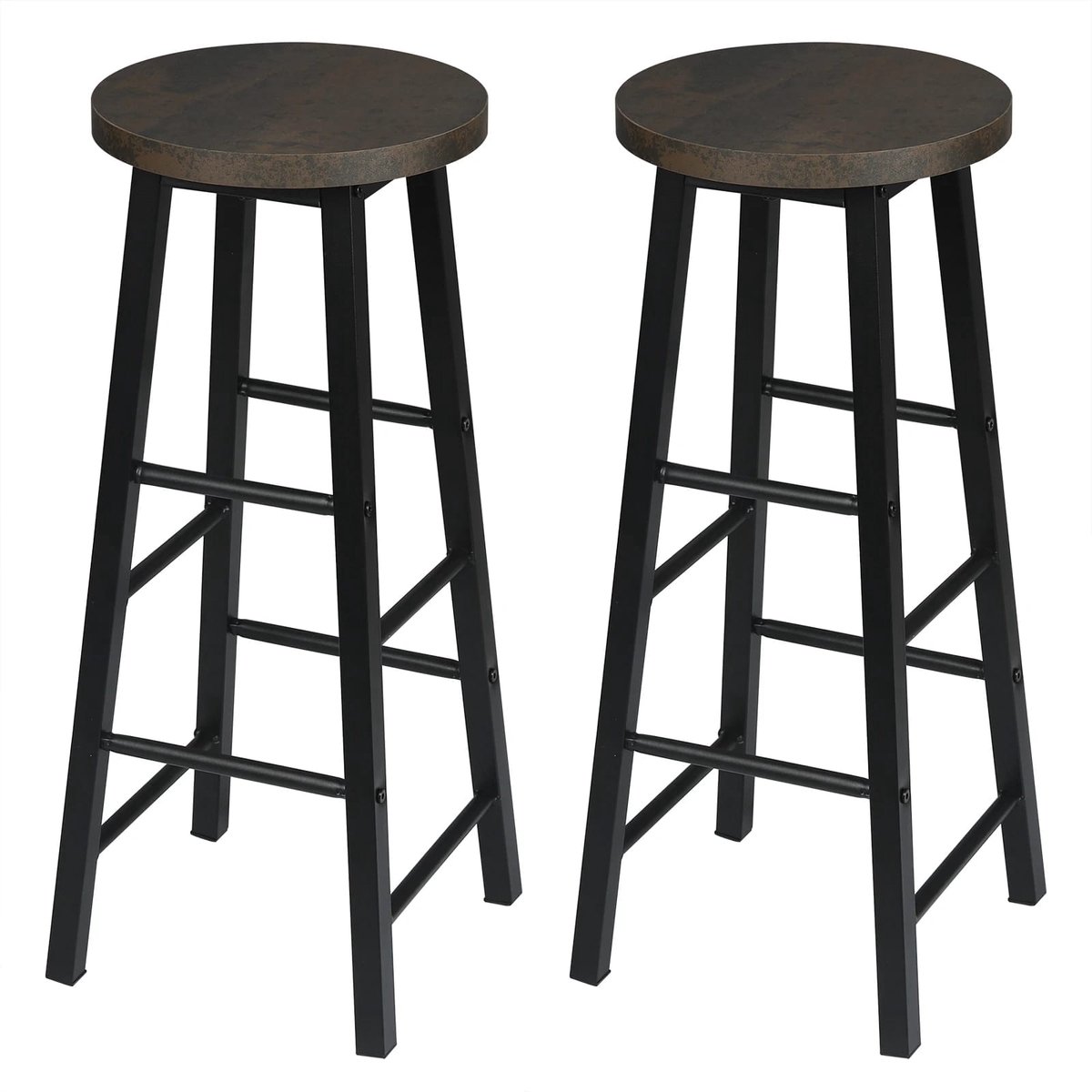 Barkruk set van 2 Zwart - Industrieel design - Comfortabele zithoogte, Sterke metalen frame - 71 cm