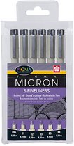 Sakura Pigma Micron Fineliners etui - 6 fineliners - Zwart