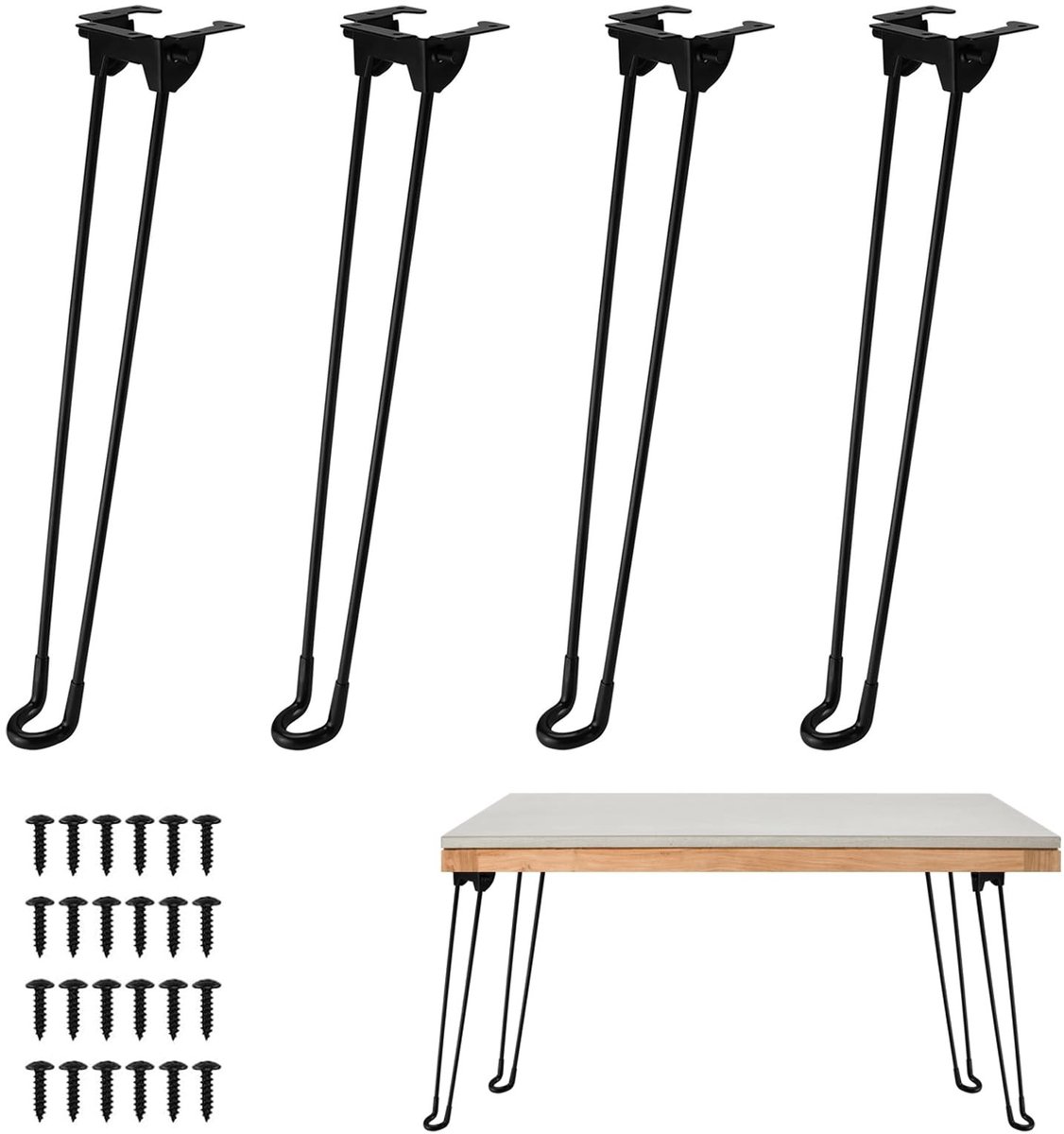 Solidchoice - Set van 4 Inklapbare Haarspeldtafelpoten voor Meubels