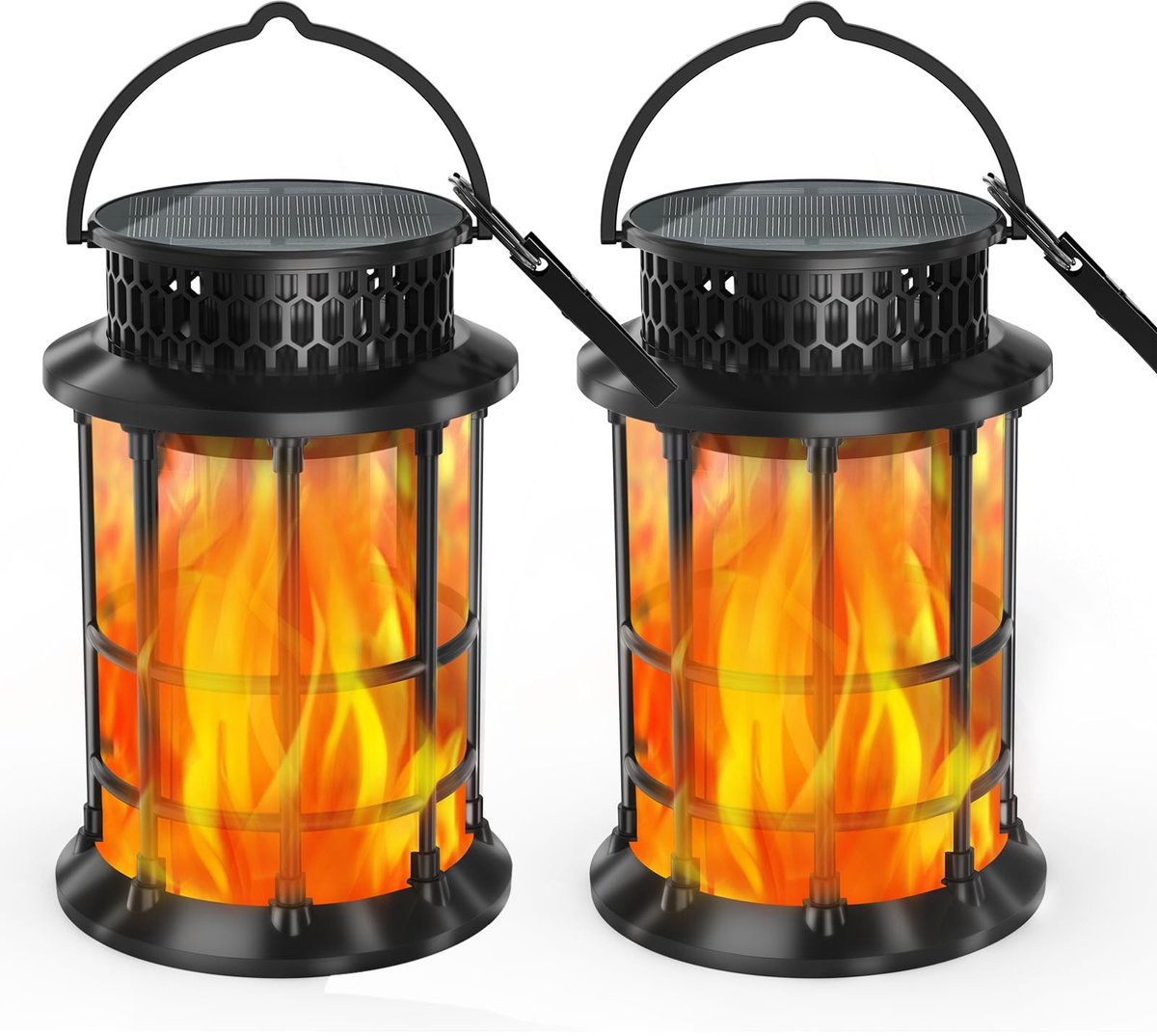 Solidchoice - Set van 2 Zonne-energie Fakkels met Beweeglijke Vlammen