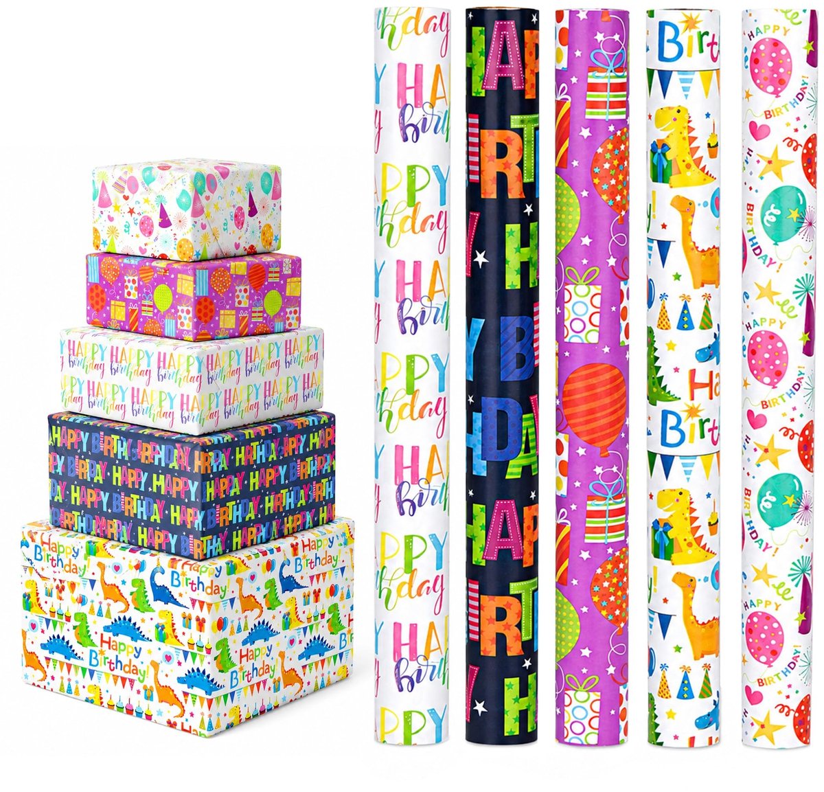 Solidchoice - Cadeaupapierset met 5 Verschillende Motieven
