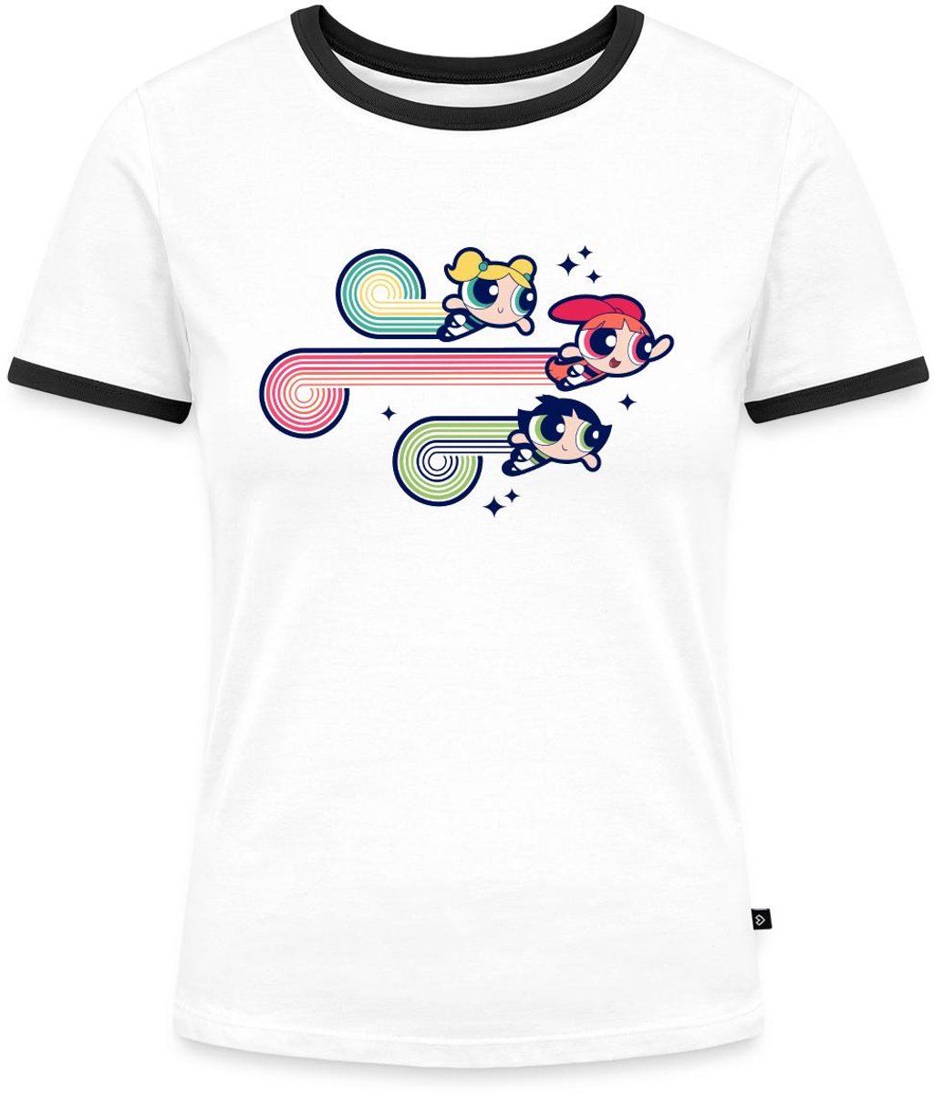 Powerpuff Girls Retro Vrouwen Contrast Shirt