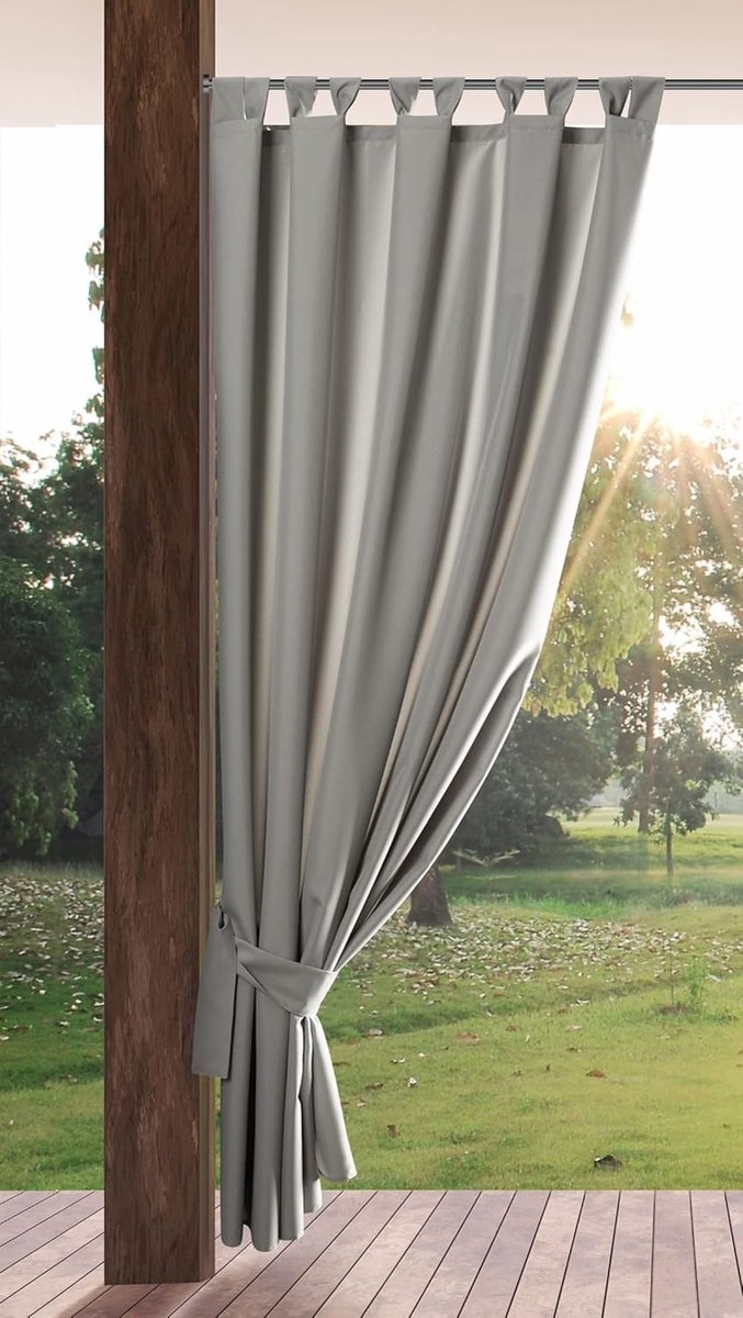 Verduisteringsgordijn - Lichtgrijs - Lussen - Waterdicht Polyester - Voor Tuin en Terras