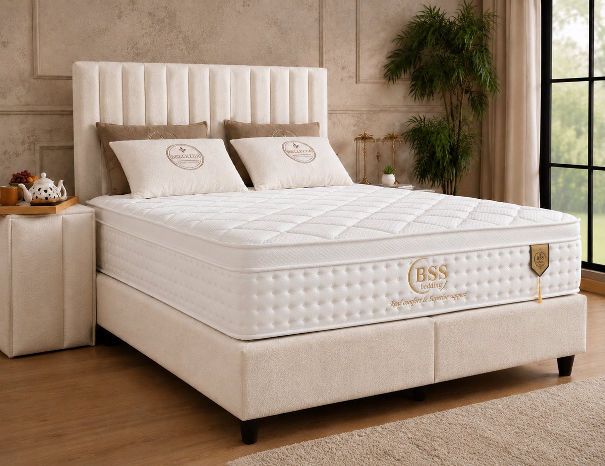 BSS Bedding Sydney Bellezza - Complete Boxspring - Boxspring 140x200 - Boxspring met Opbergruimte - Inclusief Dekbed